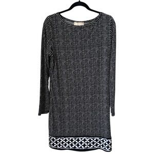 MICHAEL Michael Kors Black and White Patterned Long Sleeve Dress
